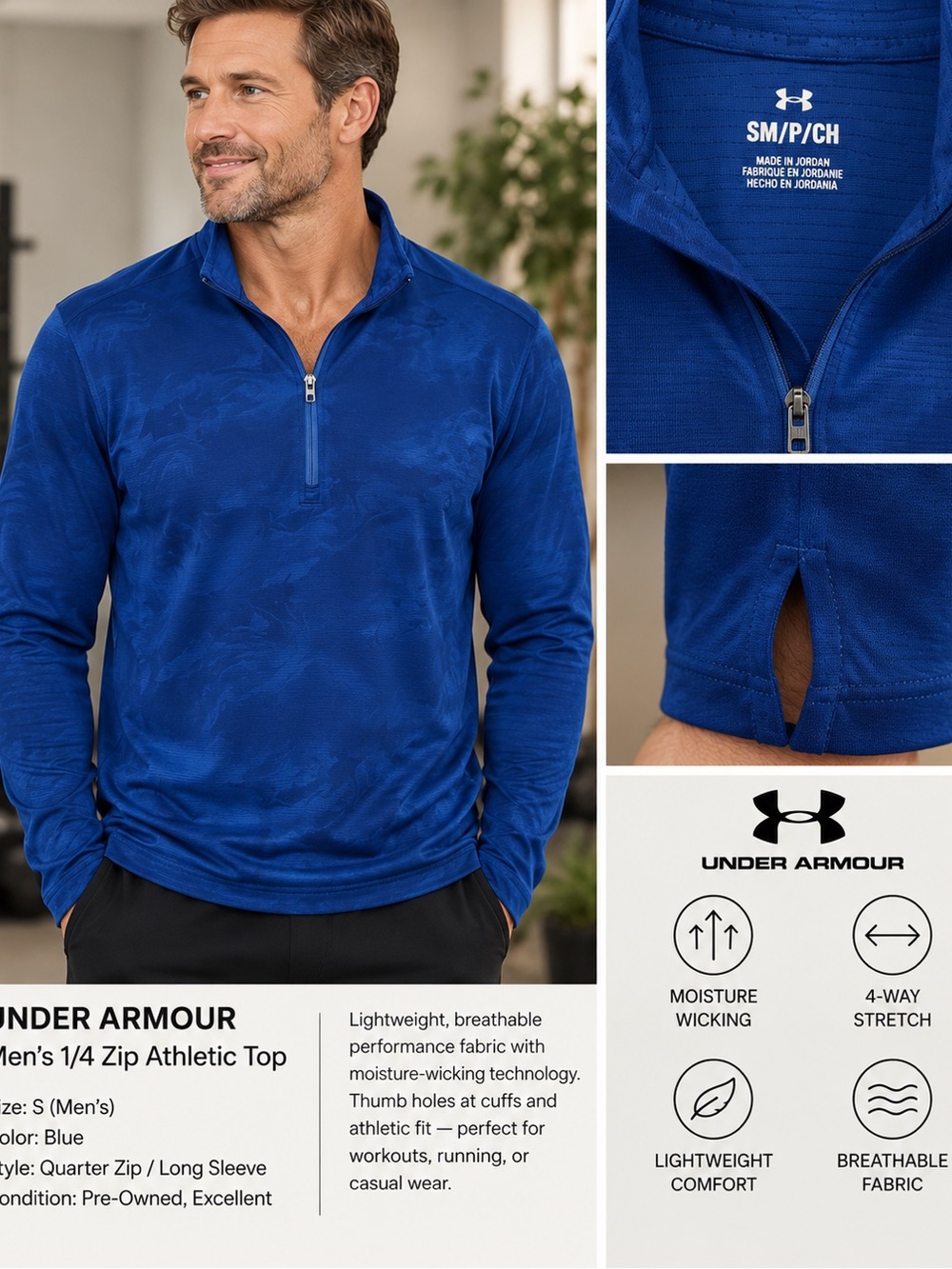 Under Armour Men's Royal Blue 1/4 Zip Performance Jacket